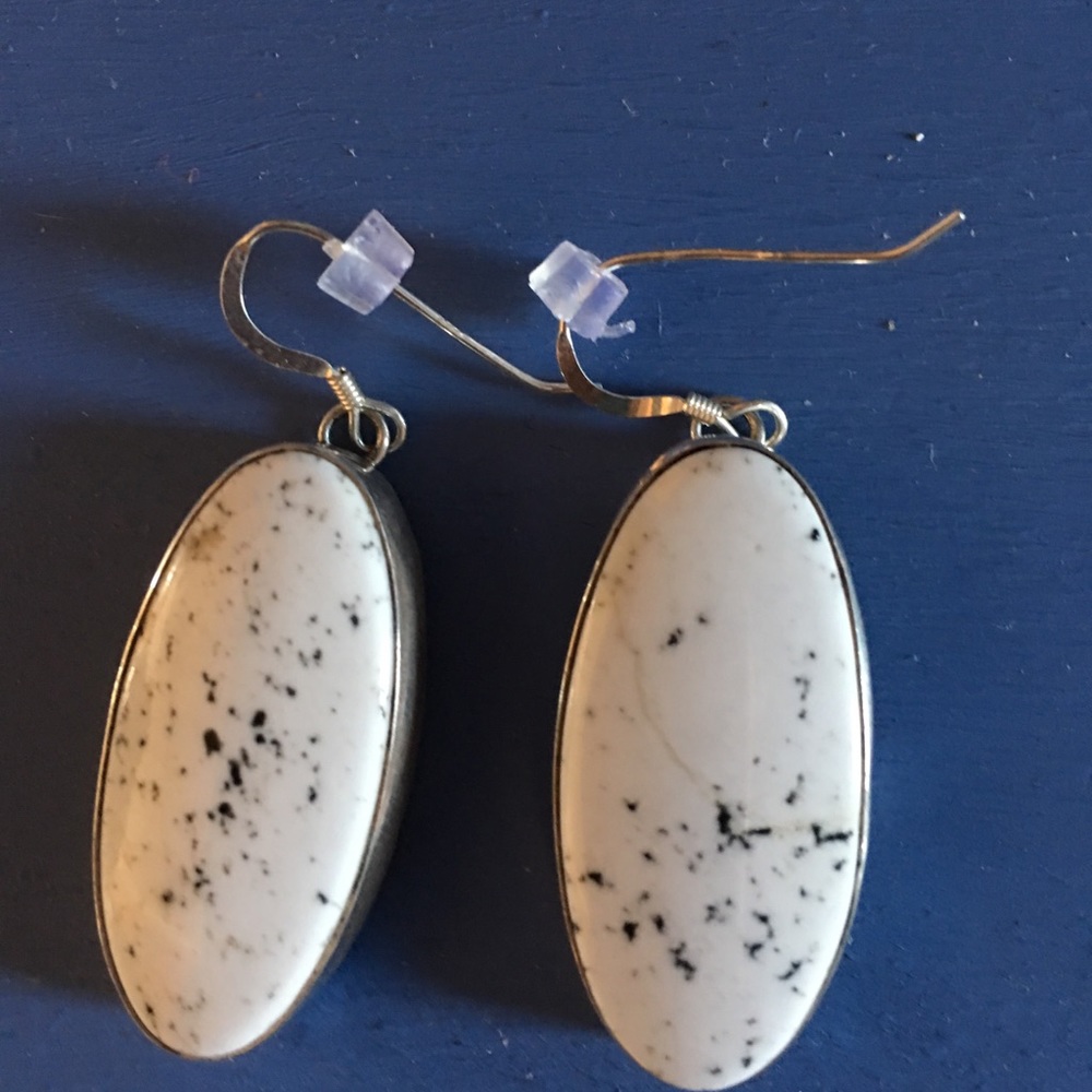 Sterling Silver White Buffalo earrings